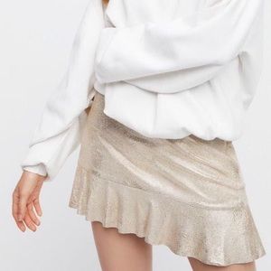Free people metallic gold mini skirt